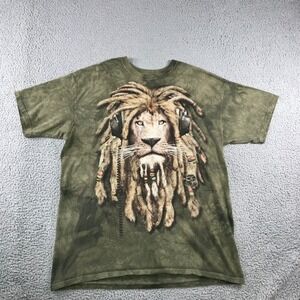 The Mountain Lion Rasta‎ Headphones Graphic T-Shirt Men Green Men 2XL Tie Dye